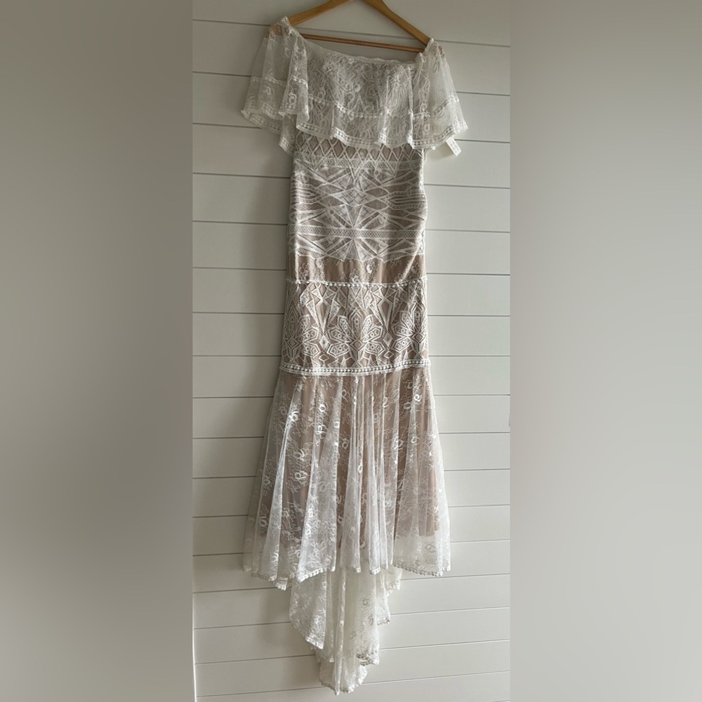 White Lace Off-Shoulder wedding Dress